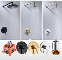 Robinet de douche/baignoire contemporain en laiton de 8 pouces à poignée unique avec cartouche céramique intégrée, jets pluie, jet et doux, dissimulé