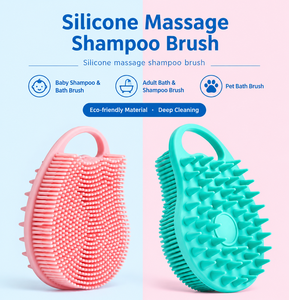 Brosse de massage du cuir chevelu en silicone souple double taille avec logo personnalisé, brosse corporelle multifonctionnelle rapide en silicone pour adultes et enfants - Product Image 6