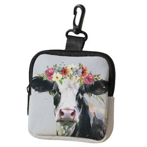 Polyester carré Corolla vache motif porte-monnaie lâche changement stockage portefeuille multifonctionnel clé <span class=keywords><strong>sac</strong></span> - Product Image 1