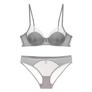 Bộ đồ lót lưới sâu V gợi cảm Bộ áo ngực cúp mỏng mềm mại có vòng thép mềm mại Áo ngực mỏng mùa hè Áo ngực - Product Image 5