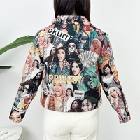 Veste en tissu jacquard respirant et écologique en coton pour femme, avec fermeture éclair et col rabattable, faible MOQ, personnalisable