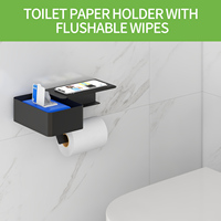 Support mural multifonctionnel décoratif pour rouleau de papier toilette avec étagère pour distributeur de papier toilette