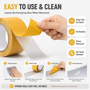 Heavy Duty Double Sided Cloth <b>Tape</b>, Fabric Backed Mounting Adhesive <b>Tape</b> for Carpet Installation,Flooring, Displays, Signs & DIY - Product Image 5