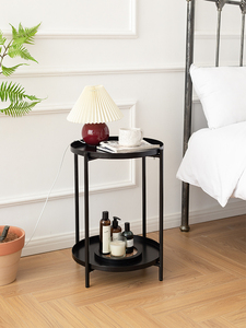 <span class=keywords><strong>Mesa</strong></span> lateral de metal de hierro <span class=keywords><strong>plegable</strong></span> de 2 capas moderna con bandeja <span class=keywords><strong>mesa</strong></span> de sofá extraíble para sala de estar dormitorio o uso en Hotel - Product Image 2