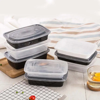500ml 1000ml Réutilisable/Jetable En Plastique À Emporter Déjeuner Bento Boîte En Plastique Bol Micro-ondes Jetable Alimentaire Récipient avec Couvercles