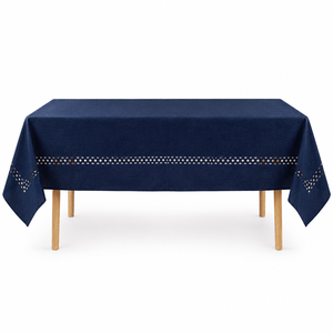 Hotel <b>Tablecloth</b> 200 GSM Polyester Faux Linen Laser Cut <b>Rectangle</b> Table Linen for Conference Project Supply - Product Image 1