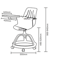 Chaise d'école en plastique avec accoudoir pivotant à 360° et tablette d'écriture, mobilier scolaire de luxe pour salle de classe, chaises réglables en hauteur