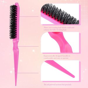 Cepillo <span class=keywords><strong>de</strong></span> Pelo Personalizado con Punta Fina, Antifrizz, Masajeador, Portátil, Voluminizador y Rizador, Color Rosa, para Maquilladores - Product Image 3