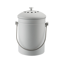 Vente en gros de poubelle à compost pour déchets alimentaires en acier inoxydable de 4,5 L avec couvercles, seau de rangement pour cuisine intérieure avec filtres à charbon