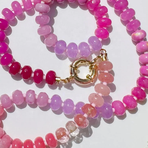 <span class=keywords><strong>Collana</strong></span> di Gemme di Giada <span class=keywords><strong>Rosa</strong></span> in Stile BUBBLEGUM BLISS, Perle di <span class=keywords><strong>Quarzo</strong></span> <span class=keywords><strong>Rosa</strong></span> 5*8mm, <span class=keywords><strong>Collana</strong></span> Artigianale con Perline per Donne e Ragazze, Gioielli da Vacanza - Product Image 4