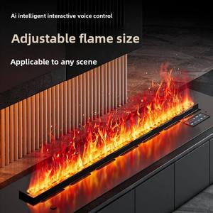 Cheminée électrique encastrée en acier inoxydable atomisé 3D personnalisée avec télécommande, effet de flamme réaliste, pour hôtel français - Product Image 5