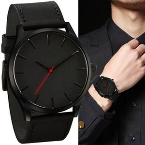Montre à quartz pour homme en acier inoxydable, cadran rond, bracelet en cuir véritable et cadran lumineux. Style simple. - Product Image 4