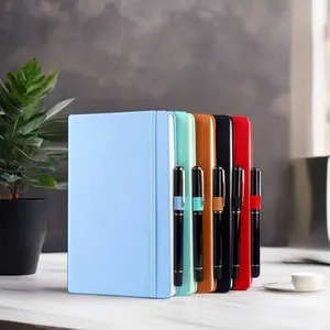 customisable pages A5 Diary Sewing Binding Business Note Book With Pen Journal Pu Leather Hardcover Notebook for Gift