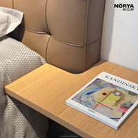 Table de chevet moderne NORYA avec étagère ouverte et plateau en bois grainé pour chambre à coucher, meubles en bois pour la maison