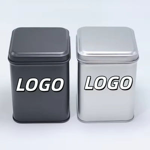 Customized Design Recyclable square Airtight Tea Tin Canister Food Grade Printing <b>Packing</b> <b>Box</b> Empty sealed Green Metal Plywood - Product Image 1