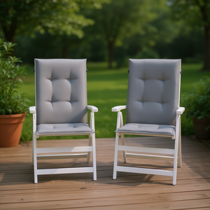 Juego de 2 cojines para silla con respaldo alto, cojines lumbares de poliéster gris, cojines para asiento, lavables, extraíbles, rectangulares, acolchados - Product Image 2