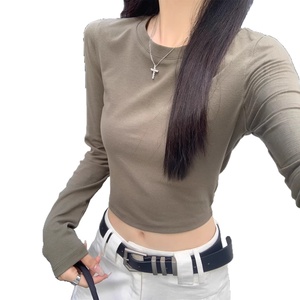 Top Corto Ricamato da Donna a Maniche Lunghe Bianco con Spalle Scoperte, Vestibilità Slim, Stile Dolce e Piccante, per Primavera Autunno - Product Image 5