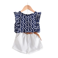 Vêtements pour Bébé Fille 2 Pièces : Tenue à Volants avec Haut Chemise Blanche et Jean Denim Déchiré Tendance