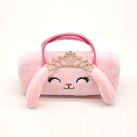 Étui à lunettes rectangulaire en peluche pour enfants, avec poignée, haut de gamme, motif dessin animé Licorne Princesse Chat, boîte de rangement rigide pour lunettes, personnalisable