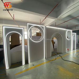 Arco de Fondo Acrílico Blanco Liso con Soporte, Marco en Forma de S 3D, Fondo con Forma de Ola Grande con Luz LED - Product Image 5