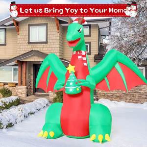 Décorations gonflables de dinosaures personnalisées de 6 pieds pour la Toussaint, avec LED intégrées, T-Rex avec chapeau de Noël, pour l'intérieur et l'extérieur, pour enfants et jardins - Product Image 6