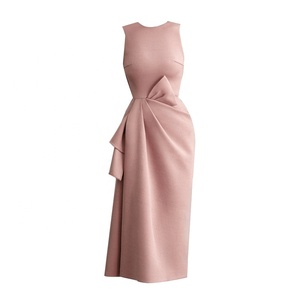 Alta calidad 2020 ropa mujeres vestidos temperamento señora o-cuello sin mangas Bow <span class=keywords><strong>vestido</strong></span> <span class=keywords><strong>Midi</strong></span> Delgado - Product Image 6