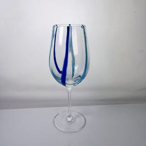 Verres à <span class=keywords><strong>vin</strong></span> rouge faits à la main, verres à <span class=keywords><strong>eau</strong></span> transparents à rayures, verres à pied long pour fêtes, mariages, bars à domicile - Product Image 4