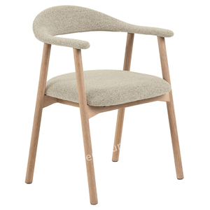 Chaises d'appoint de cuisine rembourrées en <span class=keywords><strong>tissu</strong></span> moderne <span class=keywords><strong>Chaise</strong></span> de salle à manger de ferme avec coussinets Chaises de salle à manger en bois <span class=keywords><strong>beige</strong></span> - Product Image 3