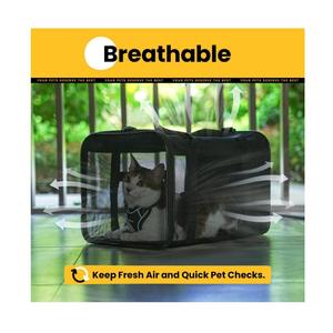 बड़ी क्षमता वाली पालतू वाहक बैग पोर्टेबल हैंडहेल्ड जाल छोटे कुत्तों बिल्लियों के लिए काले काले नीले रंग की यात्रा आउटडोर उपयोग - Product Image 4
