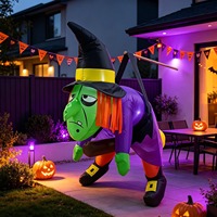 Figurine gonflable d'Halloween de 1,2 m avec lumières LED pour décoration extérieure, thème sorcière, à suspendre pour jardin ou fête