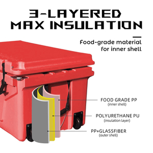 65qt hộp lạnh ngoài trời Băng hộp ngực cắm trại câu cá lĩnh vực thanh mát hộp với bánh Patio lưu trữ rotomolded mát - Product Image 4