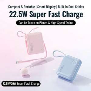 Banco de Energía HXB de 10000 mAh con Carga Rápida PD de 22.5 W, Pantalla LED, Cargador Portátil de Plástico con Cables Integrados, Batería Externa Compacta - Product Image 3