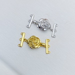 Handmade S925 Sterling <b>Silver</b> Three-Row Buckle Necklace Fashionable Sweater Chain DIY Pearl Accessory Gold Plated <b>Bead</b> Buckle - Product Image 1