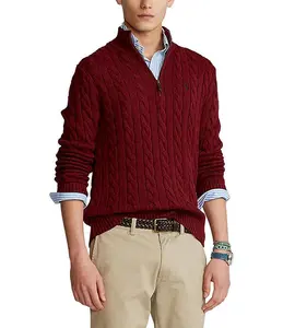 Maglione con LOGO personalizzato da uomo maglione con zip quater di alta qualità lavorato a maglia a maniche lunghe maglione in lana da uomo