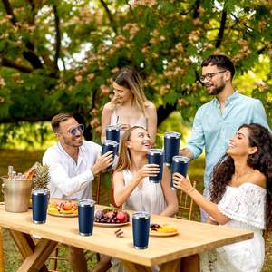 Stainless Steel Tumbler 20oz Vacuum Insulated <b>With</b> <b>Lid</b> Dark Blue Set Of 6 For Office Car Home Use - Product Image 5