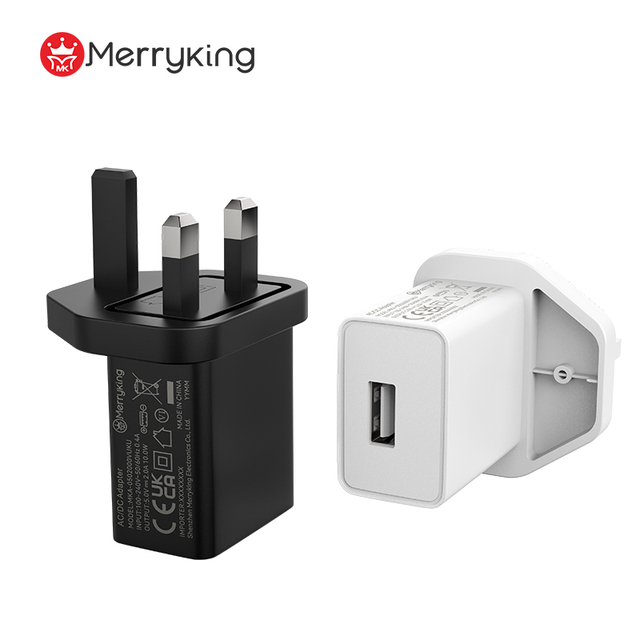 Black Wall 3pins UK USB-C Charger 5V 2.4A Fast Charger for Home Application Battery Charging