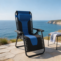 Chaise longue pliante de haute qualité en acier inoxydable, chaise longue inclinable à gravité zéro portable avec rembourrage surdimensionné