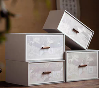 Boîte cadeau coulissante de style chinois vintage, boîte d'emballage pour bol en céramique, tasse à thé, théière, pour cadeau de fête, logo personnalisé
