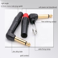 Connecteur Jack à Angle droit 6.35MM, 1 pièce, Mono/stéréo 6.3MM, connecteur mâle en laiton plaqué or 1/4 pouces avec connecteur Microphone