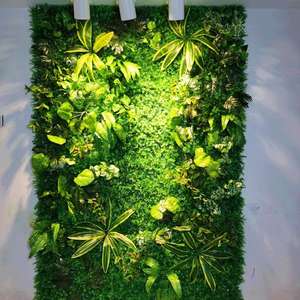 Decoración de Pared con Imagen de Vegetación Vertical Interior, Césped <span class=keywords><strong>Artificial</strong></span> de Plástico, Efecto Tridimensional, con Flores y Hierba - Product Image 3