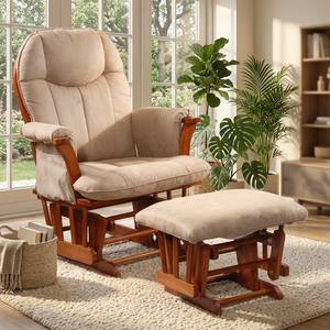 Contemporary Wooden Glider Rocker Chair Thick Padded Cushion Eco-friendly Revolving Ottoman for Nursery Living Room Home - Product Image 4