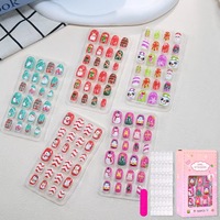 NOUVEAU 120 Pièces/boîte Autocollants d'ongles détachables pour filles, thème Noël, enfants, chat en armure, dessin animé, fraise, cœur, décoration