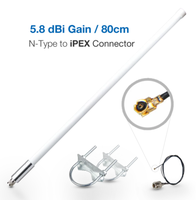 Antenne WiFi omnidirectionnelle longue portée 2KM pour extérieur, 2.4G & 5.8G, en fibre de verre Helium pour communication en extérieur