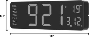 Multi-functional Large <b>LED</b> Display Brightness Adjustable Alarm <b>LED</b> <b>Clock</b> Digital Wall <b>Clock</b> Home Decor Office Digital Wall <b>Clock</b> - Product Image 3