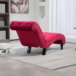 Luxe Europese Gestoffeerde Getufte Knopen Rode <span class=keywords><strong>Chaise</strong></span> <span class=keywords><strong>Lounge</strong></span> Stoel Voor Woonkamer