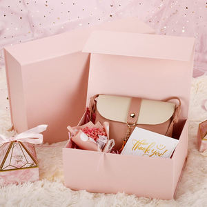 Rosa Brautjungfer Vorschlag Geschenk <span class=keywords><strong>box</strong></span> Set Prägung Goldfolie Kleinserie benutzer definierte Luxus band Geschenk boxen für kleine Unternehmen - Product Image 5
