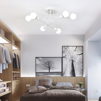 Lustre Semi-Encastré Industriel Minimaliste, Suspension Décorative Noire, Plafonnier Satellite pour Chambre à Coucher et Salon