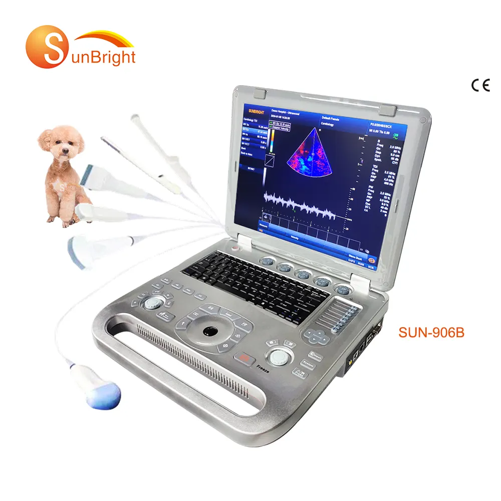 Equipo de ultrasonido digital veterinario portátil color doppler CW función ultrasonido portátil para perro/gato