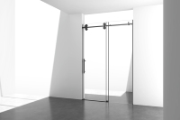 Porte de douche coulissante moderne et élégante pour hôtel, 56x60 pouces (largeur) x 74 pouces (hauteur), en acier inoxydable poli sans cadre, verre trempé de 8 mm d'épaisseur, certifiée CE