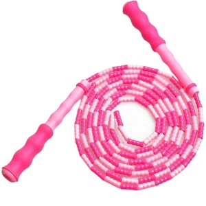 Beaded Jump Rope 2.8M Rose Red PP Material Durable For Children And Beginners - Product Image 1